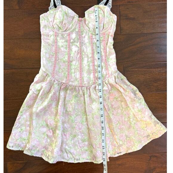 For Love & Lemons NWT Tatiana Pink Floral Mini Dress size Small - Picture 14 of 16
